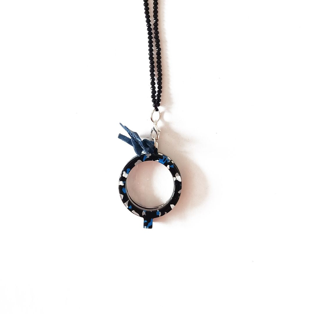 COLLAR NEGRO PLATEADO DE CRISTAL INTERCAMBIABLE