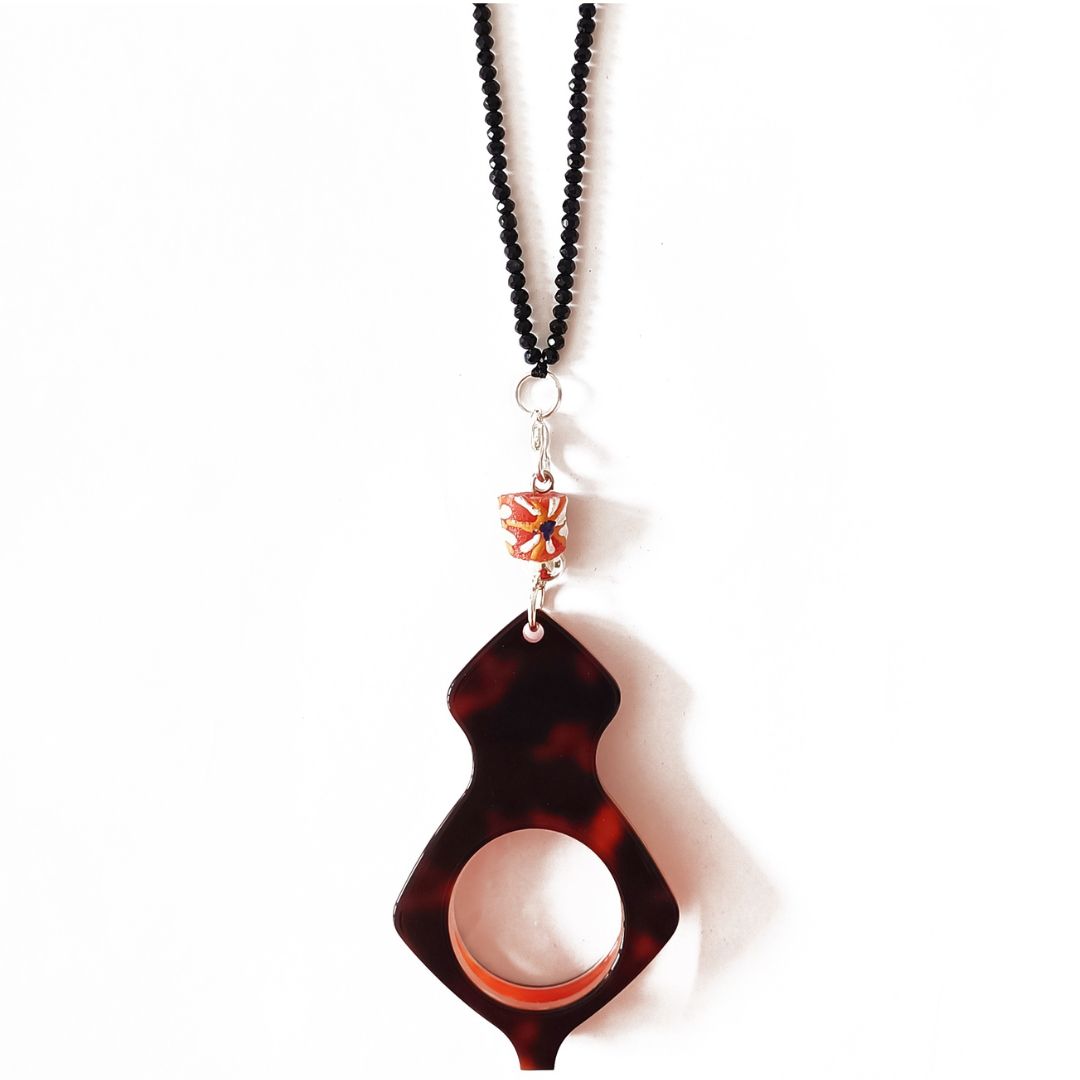 COLLAR NEGRO PLATEADO DE CRISTAL INTERCAMBIABLE