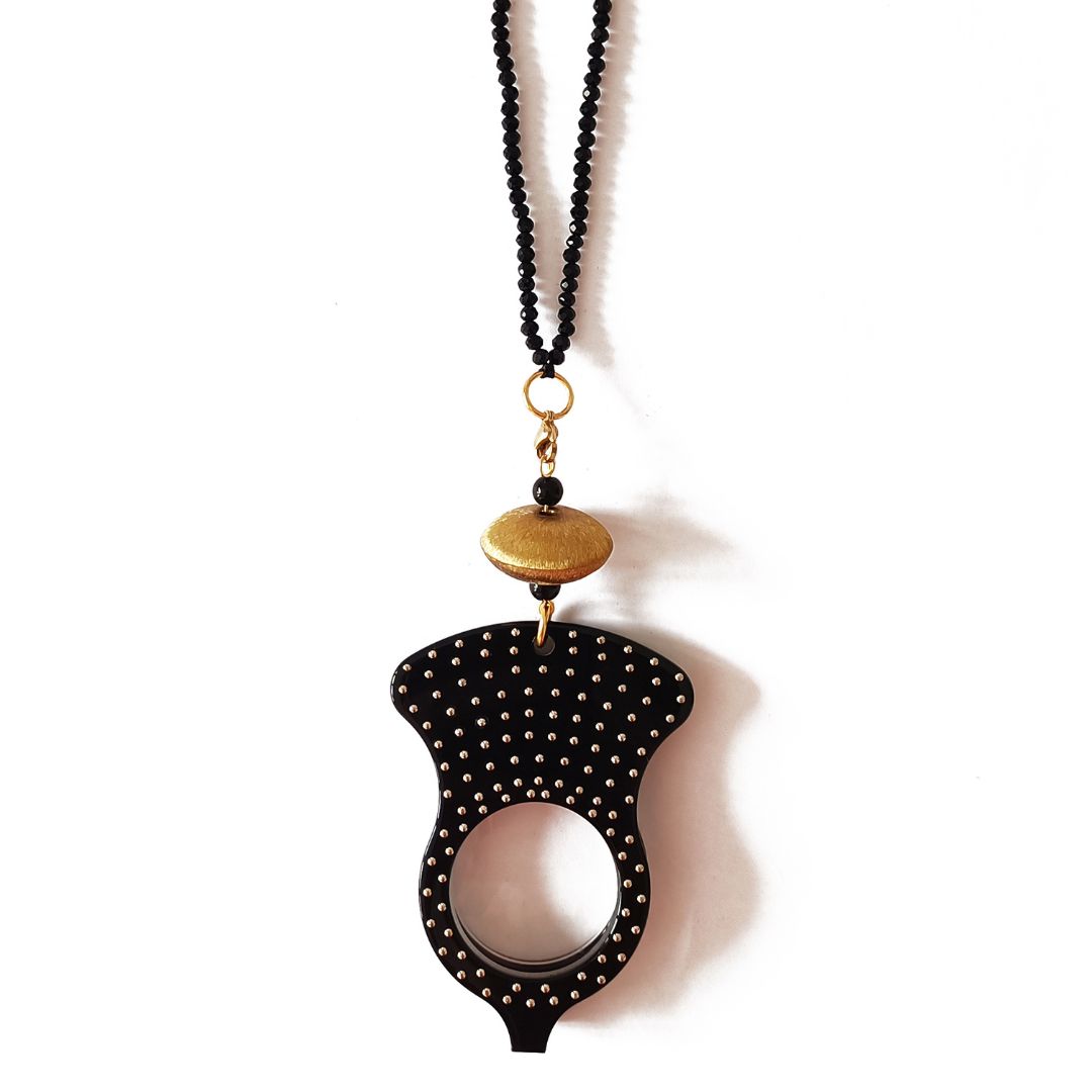 COLLAR NEGRO DORADO DE CRISTAL INTERCAMBIABLE