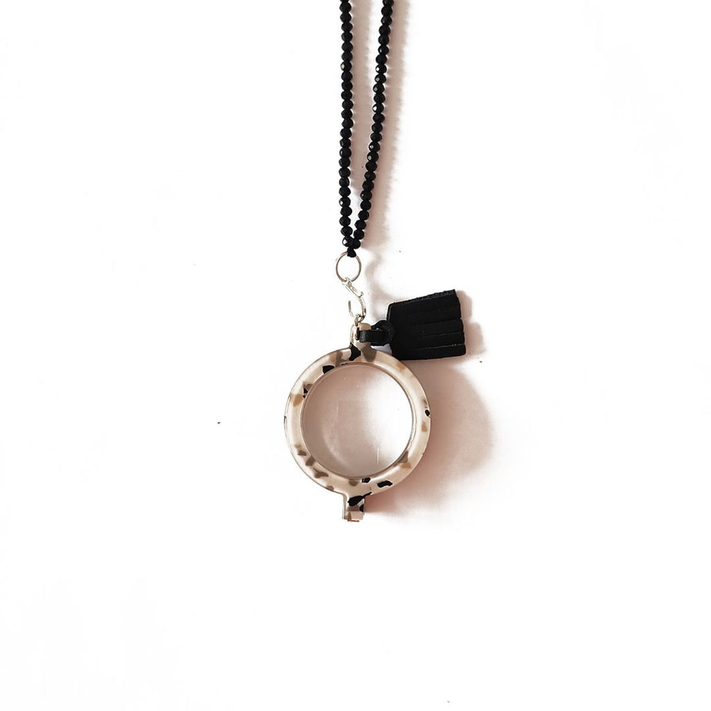 COLLAR NEGRO PLATEADO DE CRISTAL INTERCAMBIABLE