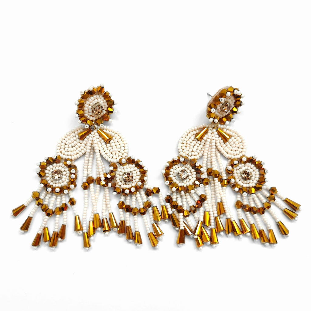 PENDIENTES FRIDA BEIGE Y DORADO
