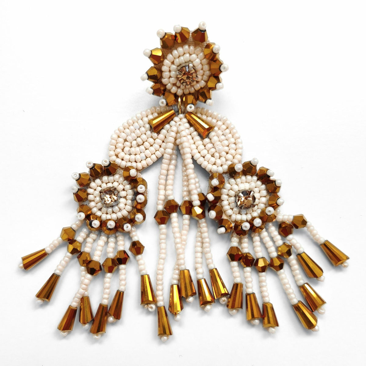 PENDIENTES FRIDA BEIGE Y DORADO