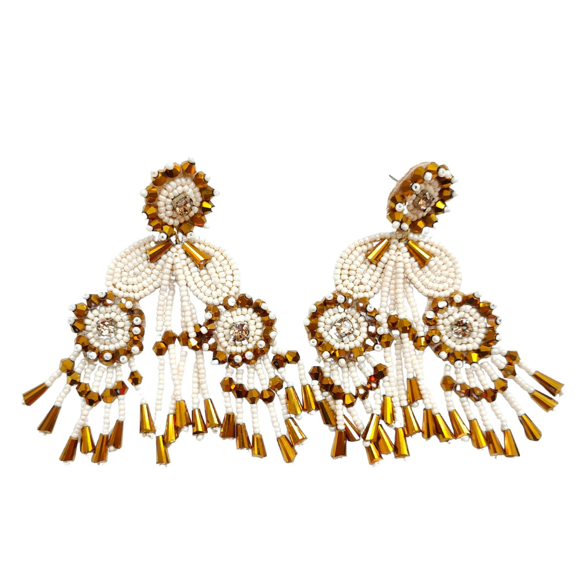 PENDIENTES FRIDA BEIGE Y DORADO