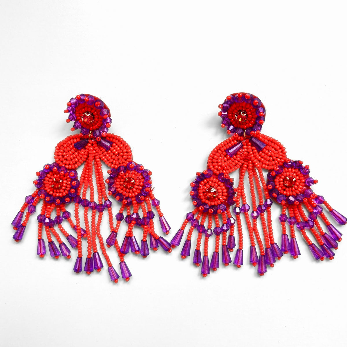 PENDIENTES FRIDA ROJO Y MORADO