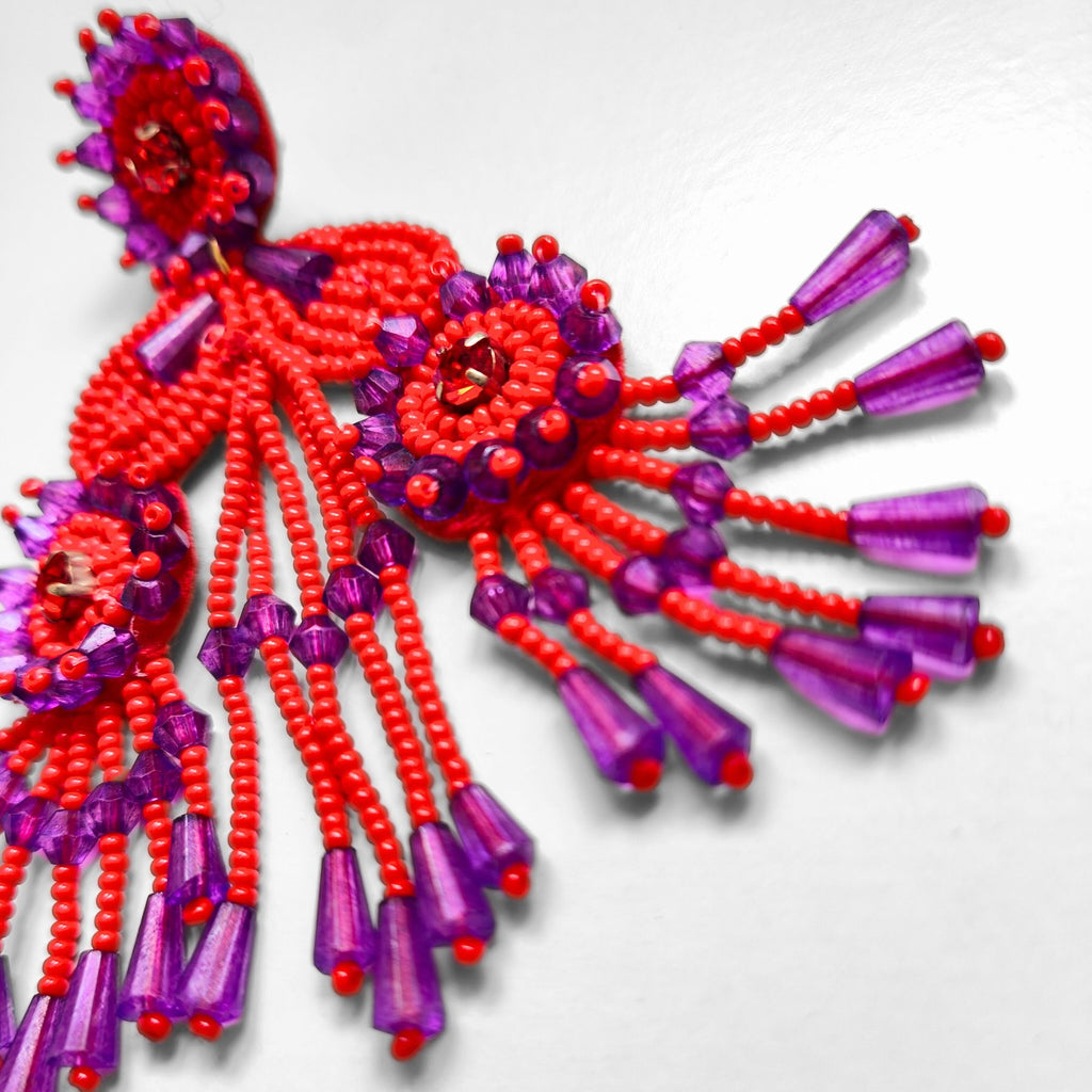 PENDIENTES FRIDA ROJO Y MORADO