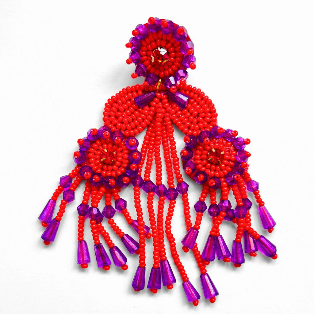 PENDIENTES FRIDA ROJO Y MORADO
