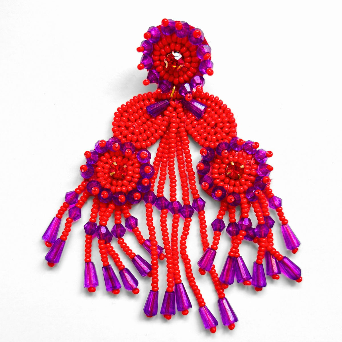 PENDIENTES FRIDA ROJO Y MORADO