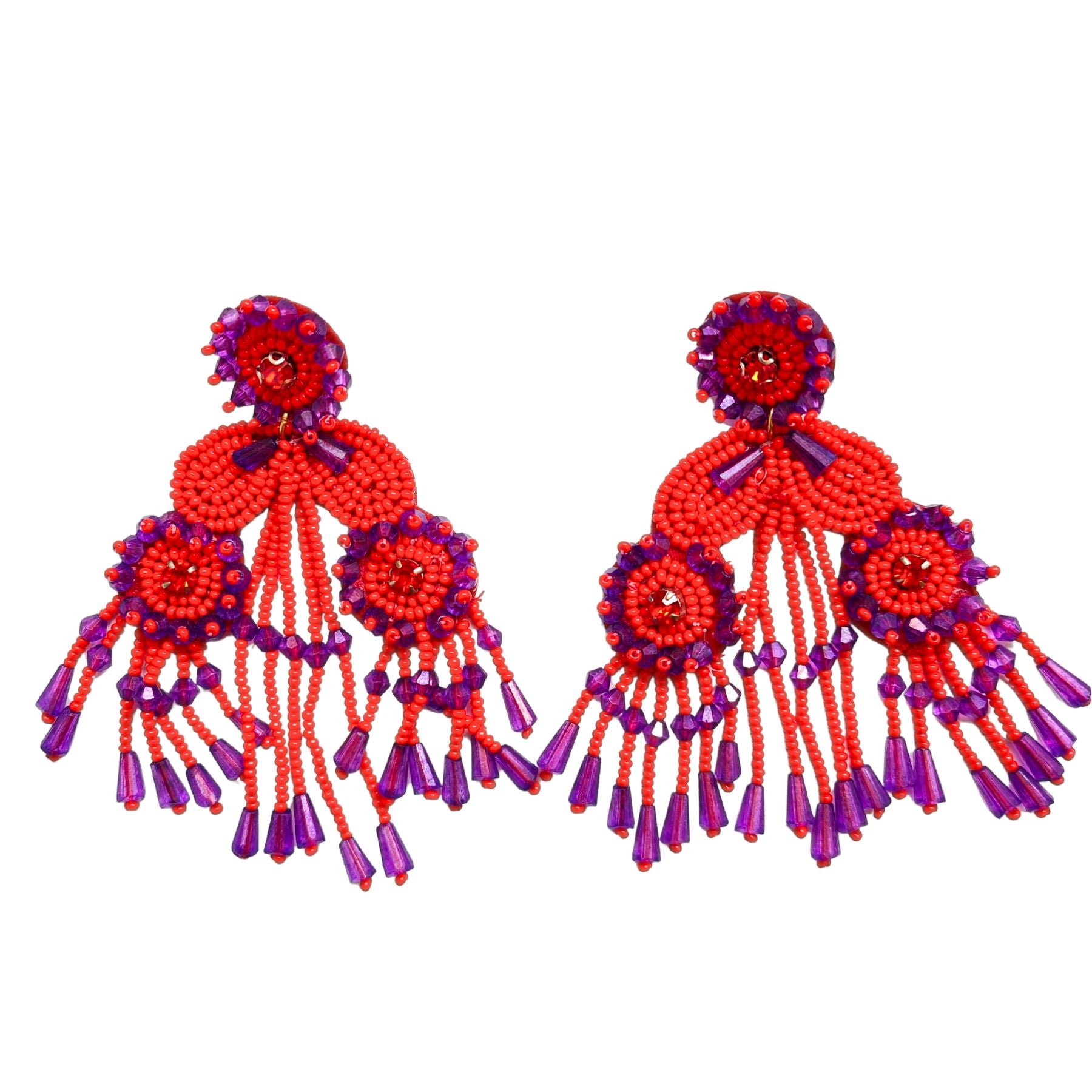 PENDIENTES FRIDA ROJO Y MORADO