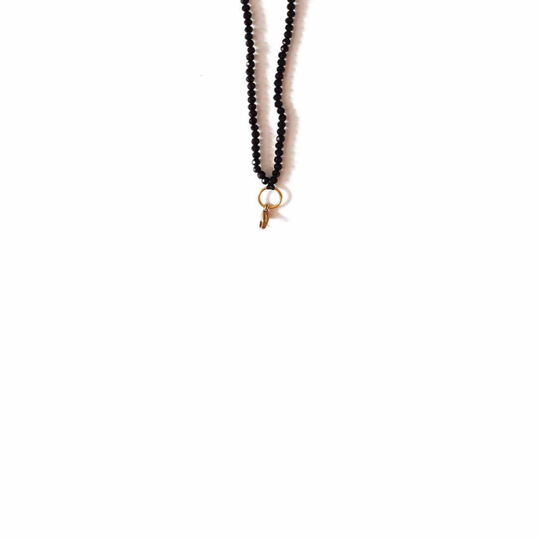 COLLAR NEGRO DORADO DE CRISTAL INTERCAMBIABLE