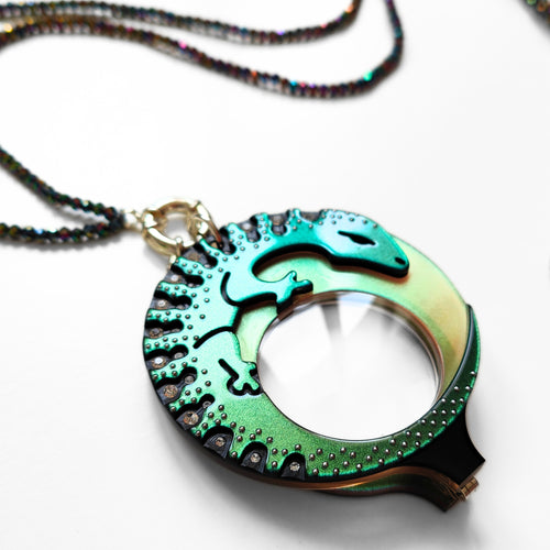 COLGANTE-GAFAS LAGARTO OCELADO VERDE