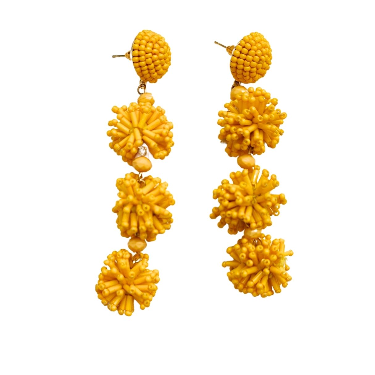 YELLOW POMPON EARRINGS