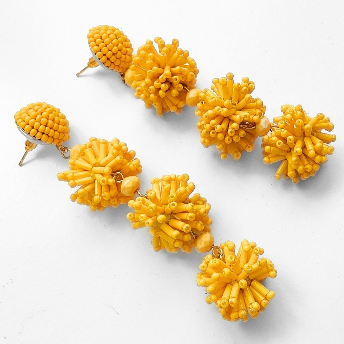 YELLOW POMPON EARRINGS