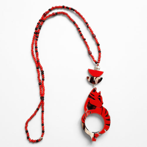 COLGANTE-GAFAS GATO WARHOL ROJO - EDICIÓN 15 AÑOS