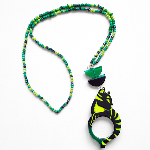 COLGANTE-GAFAS GATO WARHOL VERDE - EDICIÓN 15 AÑOS