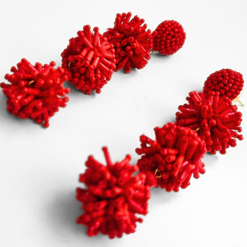 PENDIENTES POMPÓN ROJO